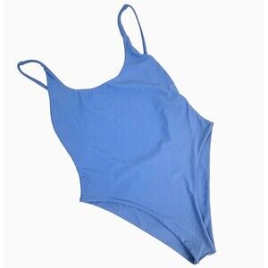 One Piece Swimsuit Classic Cut Shondel Lined Cheeky High Cut Baby Blue Sz S